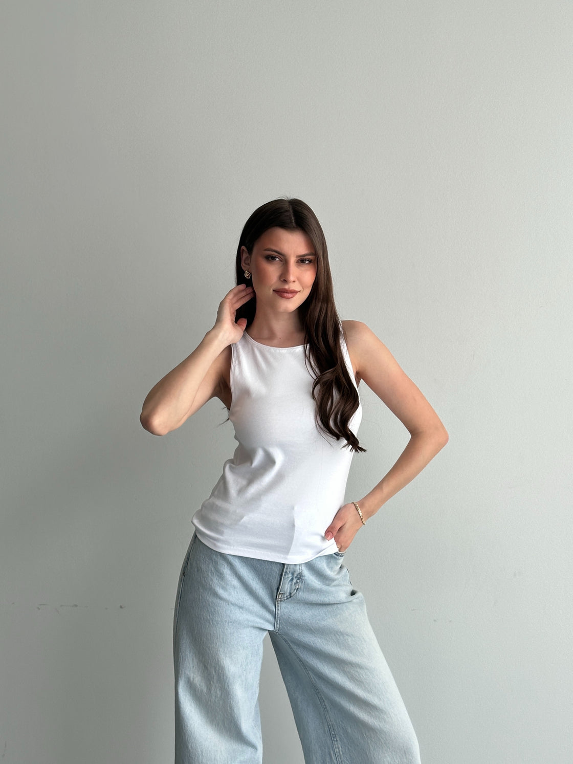Beyaz Siena Halter Top